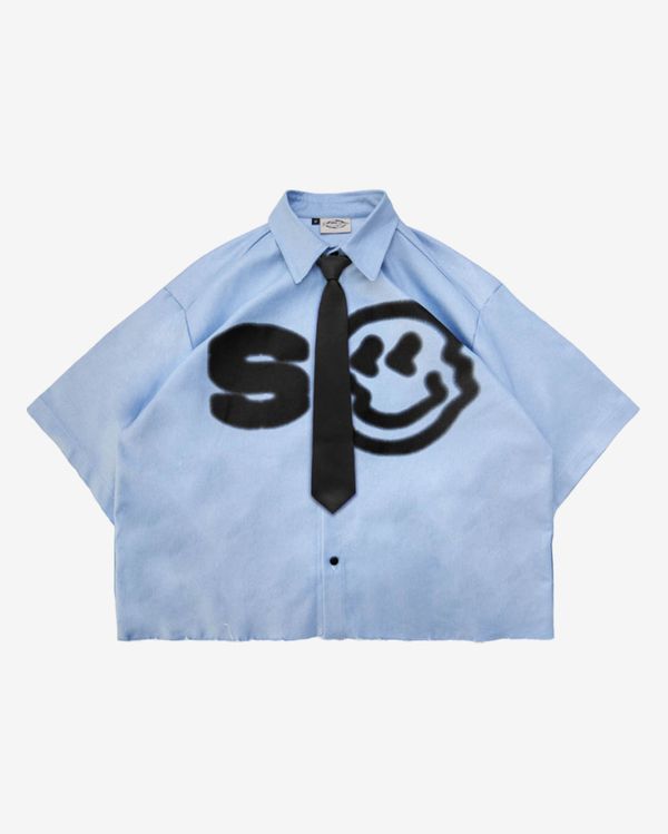 Рубашка Smile укороченная голубая - фото 1