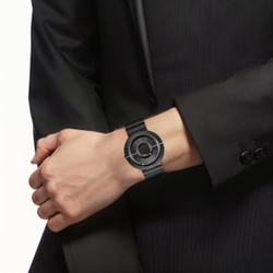 Funtime Quartz Movement Stainless Steel Strap Watch Men"s Watches Black Dial 50 meter Water Resistance