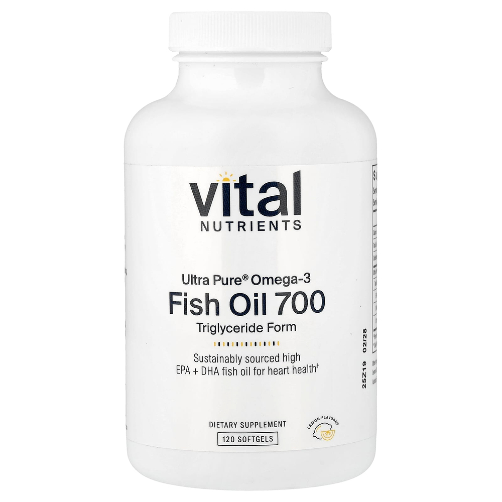 Vital Nutrients, ультрачистый рыбий жир 700, со вкусом лимона, 120 капсул