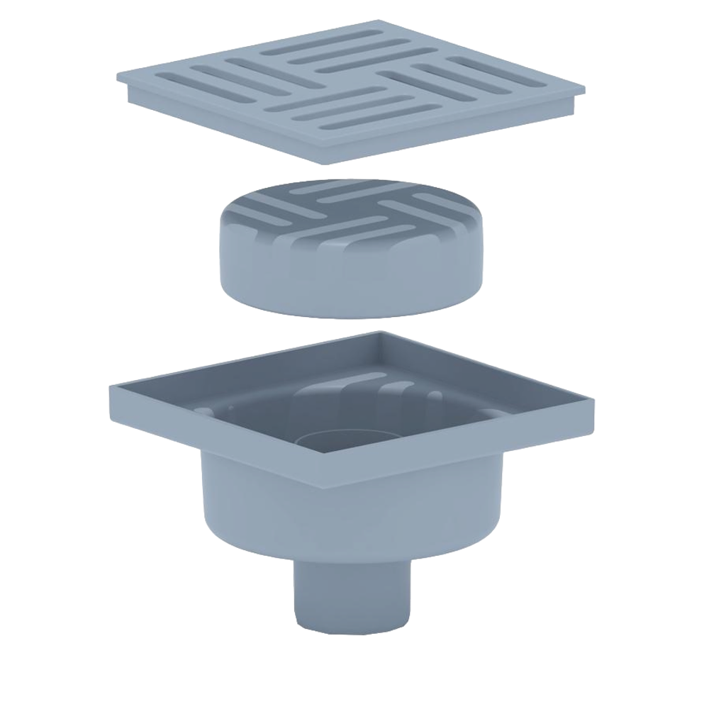 Трап СУХОЙ TQ5210 верт. спуском 50, пластик реш. 150х150 (АНИ пласт)