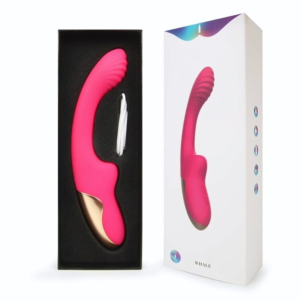 Розовый изогнутый ребристый вибромассажер - 21 см. (Цвет: розовый)