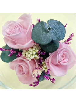 натуральные кустовые розы в стекле, вакуум*