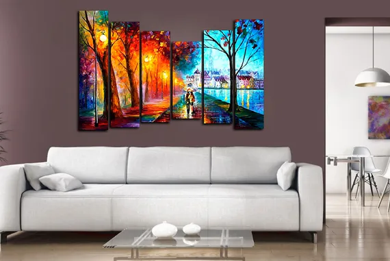 Модульная картина "Город у озера "