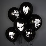Шар (12''/30 см) Мрачный клоун, Черный, пастель, 2 ст, 25 шт.
