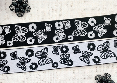 Резинка декоративная двусторонняя, ш. 5 см, чёрный/белый