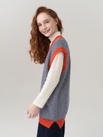 Жилетка для девочки в школу 953 н.синий-оранжевый