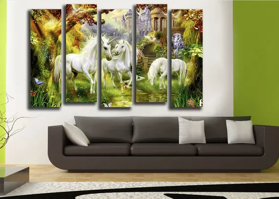 Модульная картина "Сказочные единороги"