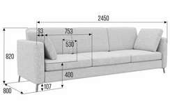Brasco Диван трехместный BRS-3 Forward 325/Металл Черный 2450*800*840
