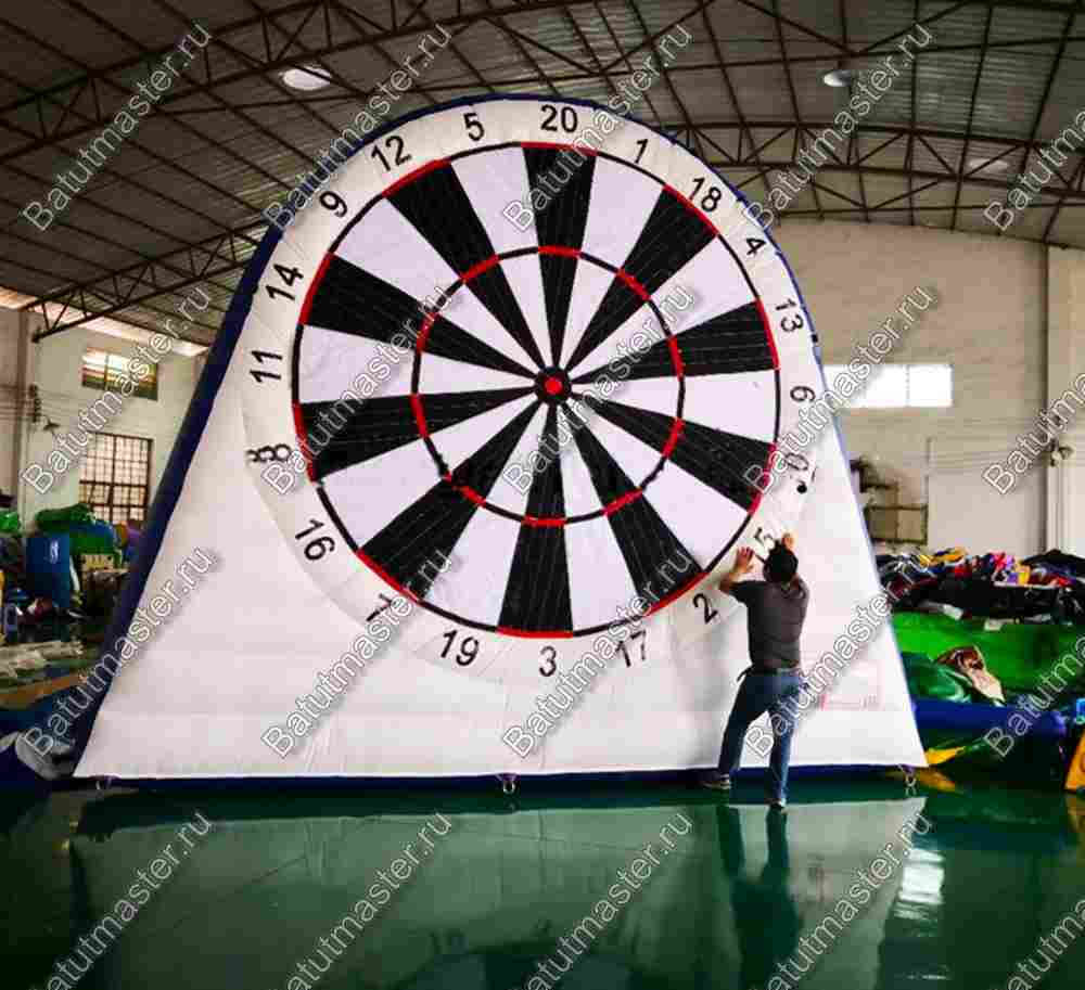 Надувной дартс «Белый» на подкачке, диаметр 4,5 м, размер 4,5×1,5×4,5 м