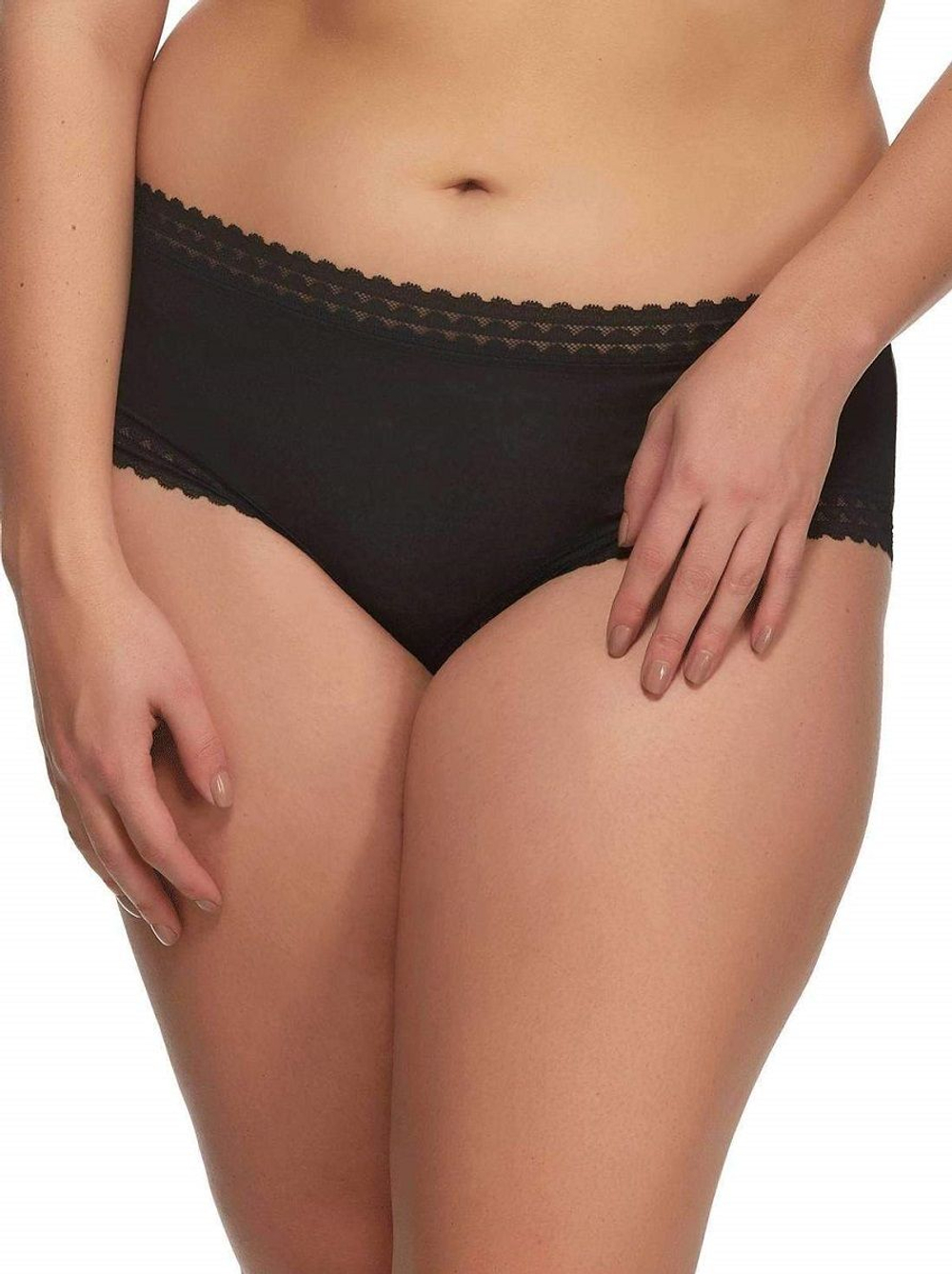 Трусики-хипстеры из мягкой микрофибры с кружевной отделкой (Размер: M) (Цвет: темно-синий)