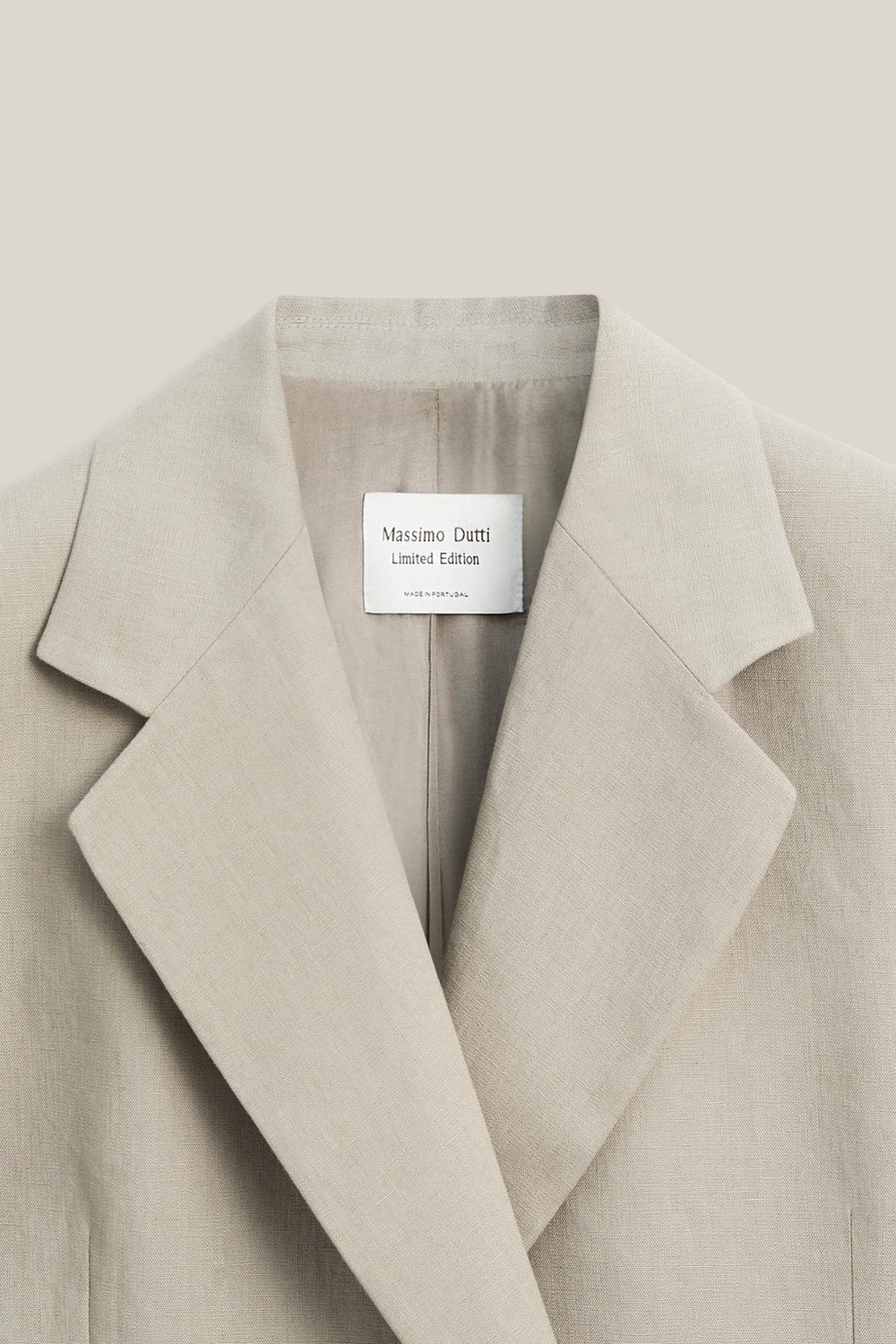 Massimo Dutti Классический двубортный блейзер из 100% льна - Limited Edition, серый