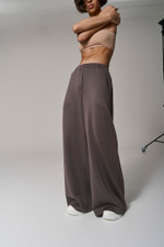Брюки трикотажные wide leg коричневые