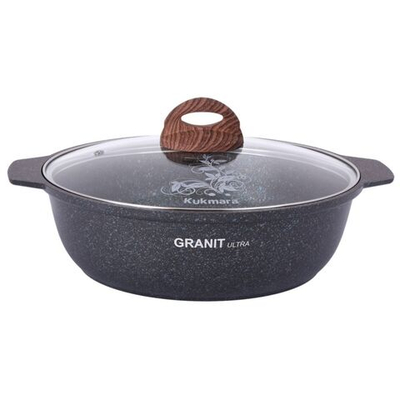 Кастрюля-жаровня алюминий, антиприг, 3 л, с крыш, Kukmara, Granit Ultra, жгг31а, син