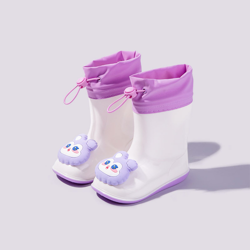 Резиновые сапоги "Fluffy Top", фиолетовые на резинке