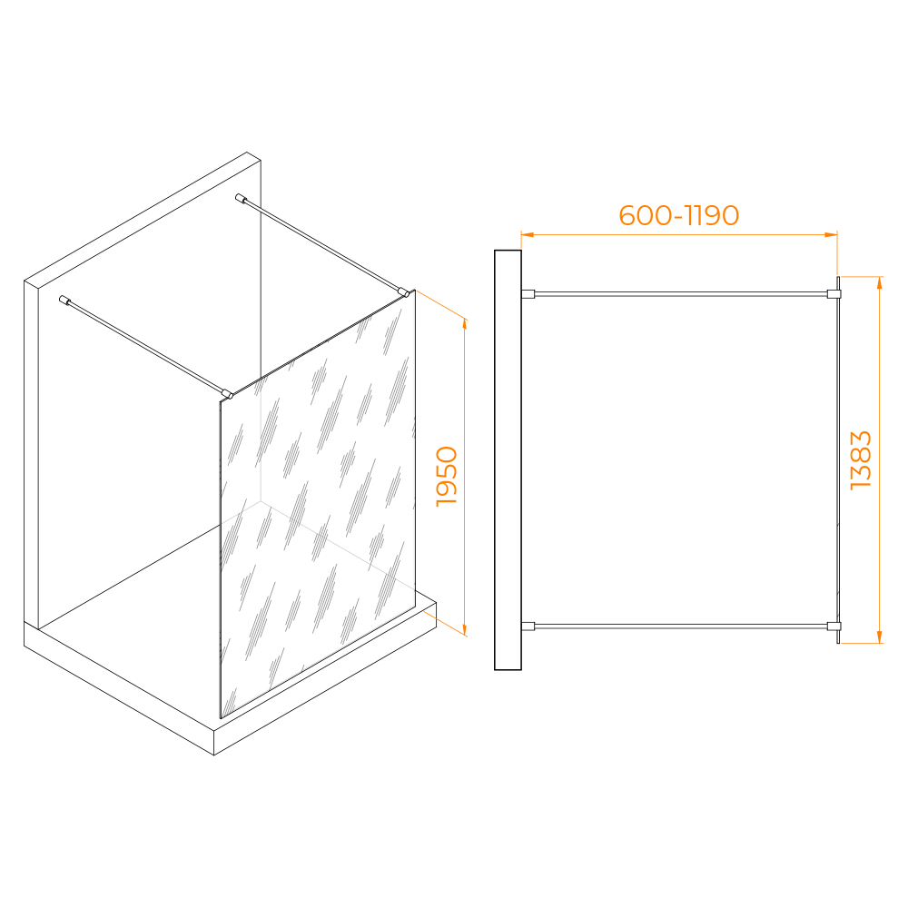 Душевая перегородка RGW WA-016Gb (Прозрачное, 1400)
