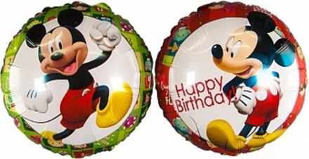 К 18" Круг Микки Маус С Днем Рождения!