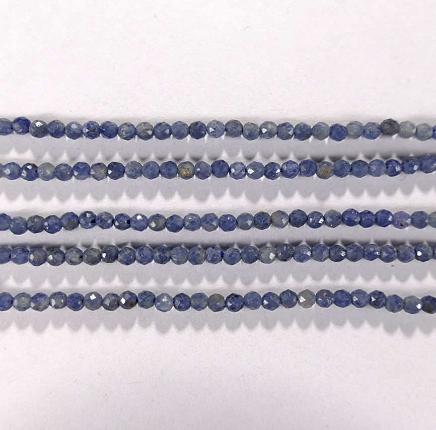 Нить Бисера из корунда синего, шар граненый 2мм