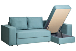 Диван трехместный раскладной угловой правый Garda Decor BERGAMO-3MR-1K-БИРЮЗОВЫЙ-Vel43