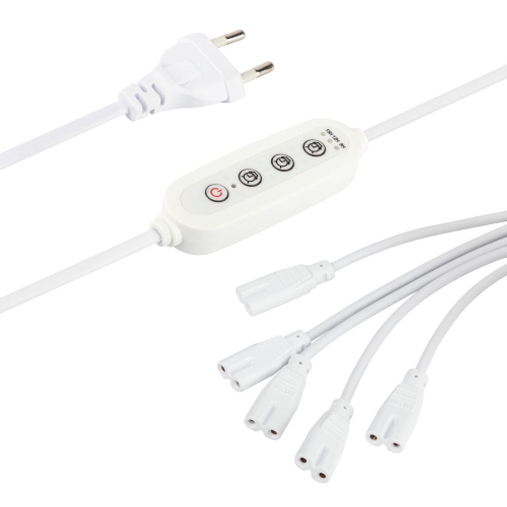 Разветвитель сетевой для линейных светильников ЭРА 5х IEC C7 2pin+timer на 5 точек с таймером 9, 12, 15H 2м | Аксессуары для фито светильников