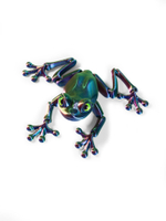 Подвижная лягушка антистресс с живыми глазами, красно-сине-зеленая, 3D печать, 10 см. длина