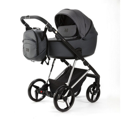 Детская коляска Adamex Blanc Special Edition 2 в 1 BL-PS595/С (Т.СЕРЫЙ+ Т.СЕР.КОЖА+ХРОМ РАМА)