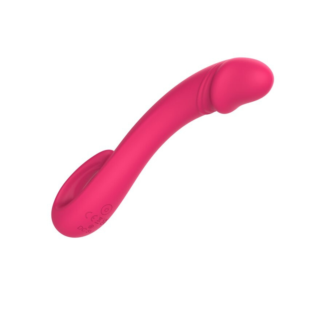 Розовый изогнутый вибромассажер-реалистик - 19,4 см. (Цвет: розовый)