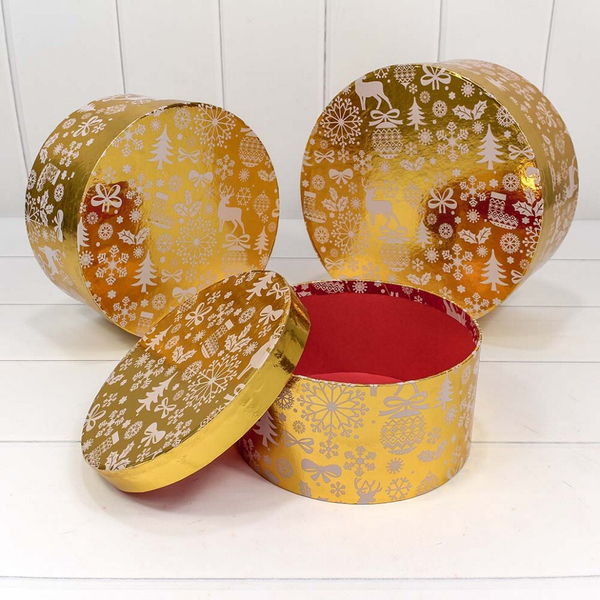 
          Коробка 25.5 х 11.5 см Набор 3 шт "Новогодняя" (Золотой)