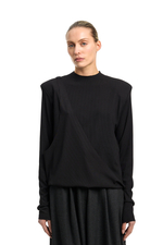 Лонгслив с бельевой деталью черный