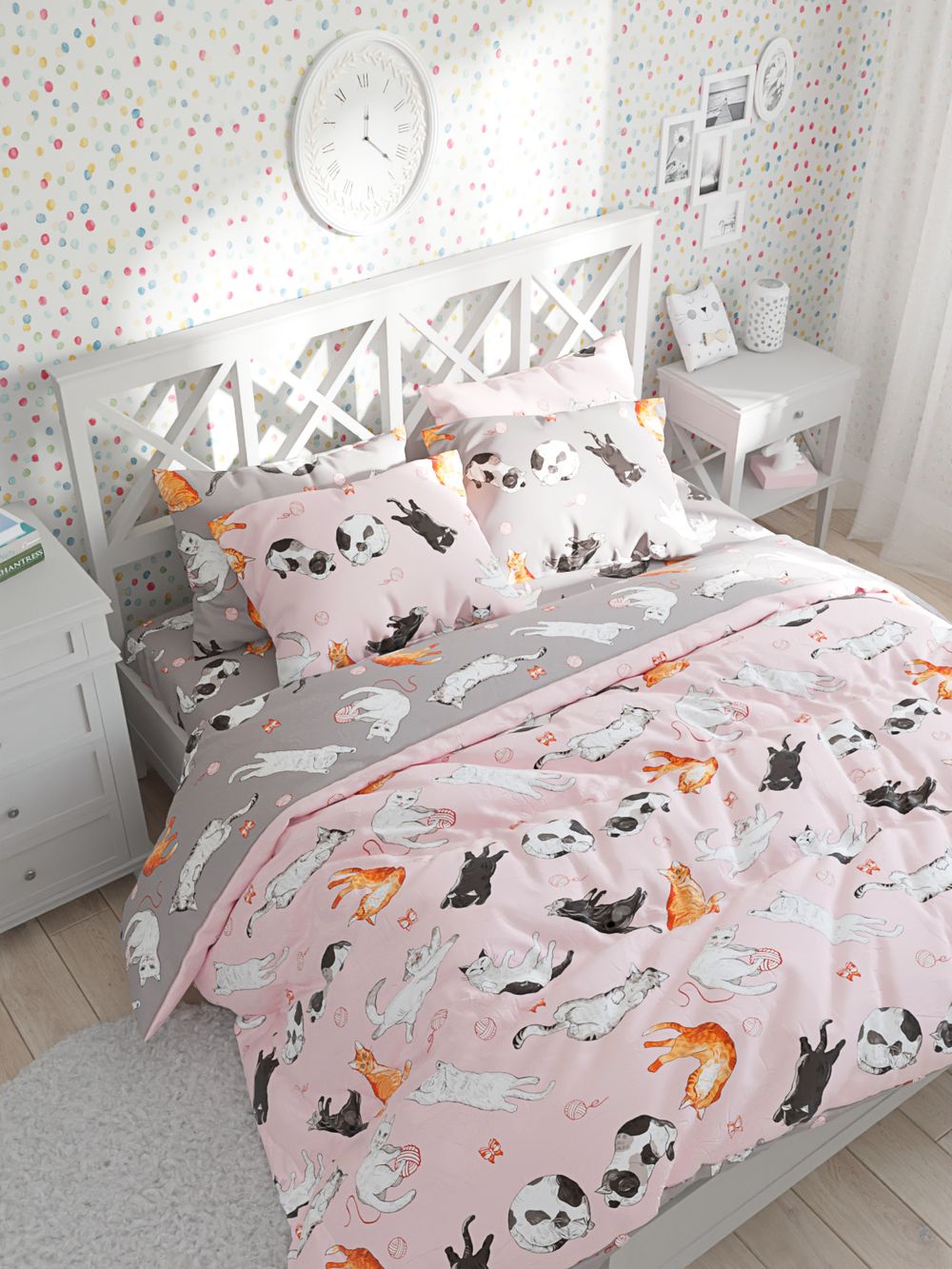 Пододеяльник Сказка "Kitty/Kitties" евро 200х215 см, перкаль