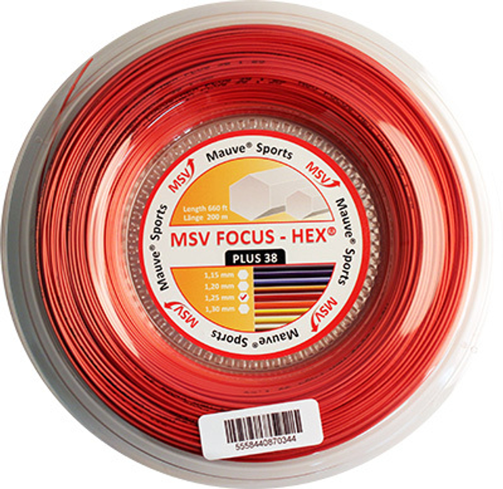 Теннисные струны MSV Focus Hex Plus 38 (200 m) - red