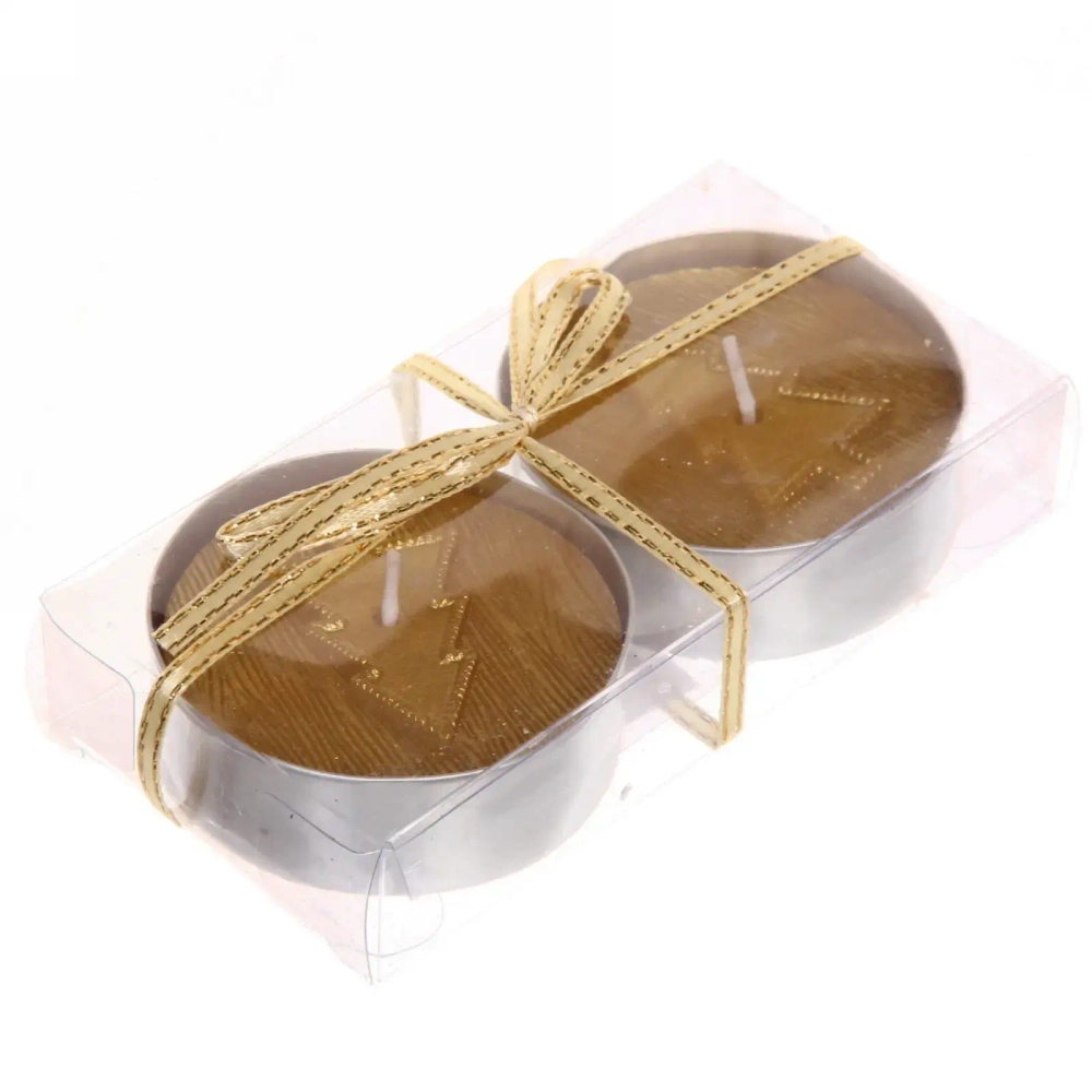 Свечи новогодние «Ёлочка объемная» 5,5 см (набор 2 шт), золото