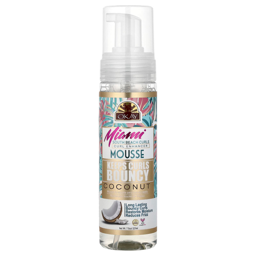 Okay Pure Naturals, Miami South Beach Curls, кокосовый мусс для локонов, 221 мл (7,5 унции)