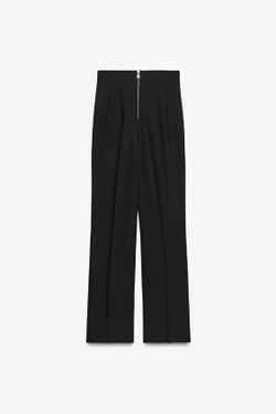ZARA БРЮКИ С ВЫСОКОЙ ПОСАДКОЙ И ЗАСТЕЖКОЙ-МОЛНИЕЙ — ZW COLLECTION, ЧЕРНЫЙ