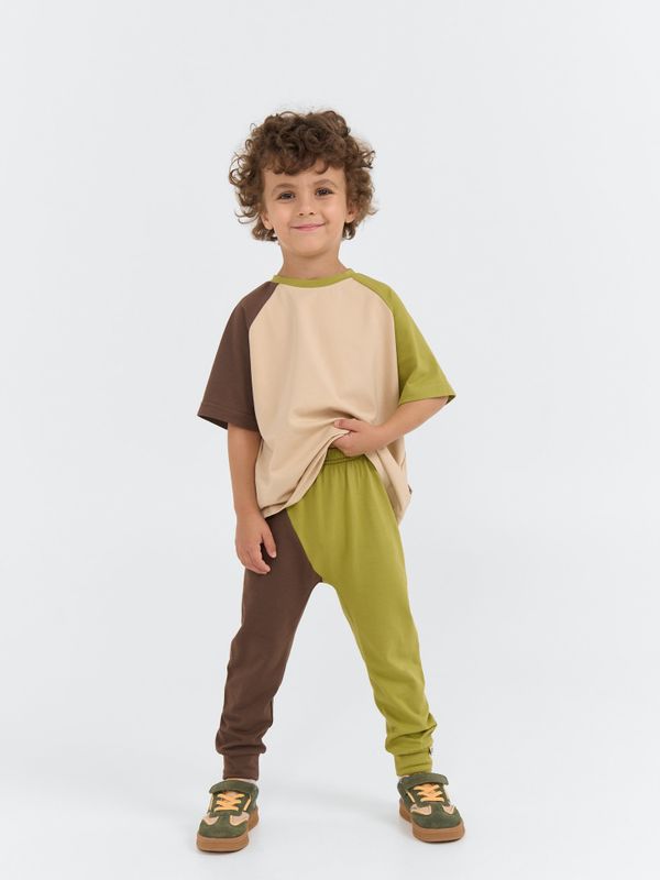 Брюки со спущенным шагом Колор-блок 