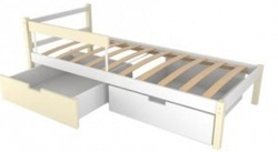 Детская кровать тахта с бортиком и ящиками Бельмарко Svogen бежево белый