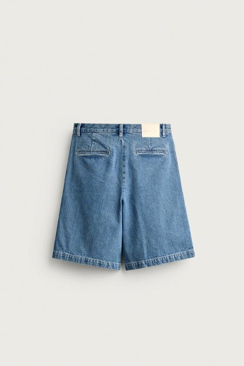 ZARA ДЖИНСОВЫЕ ШОРТЫ ЧИНОС СВОБОДНОГО КРОЯ СО СКЛАДКАМИ, СИНИЙ