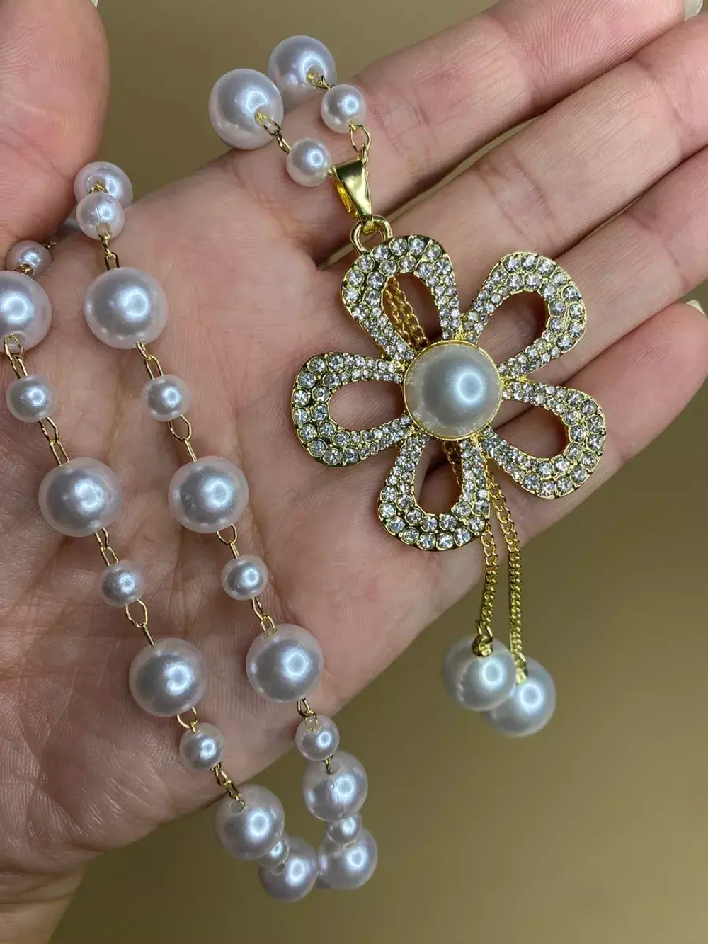 Длинное ожерелье с искусственным жемчугом бусы с подвеской