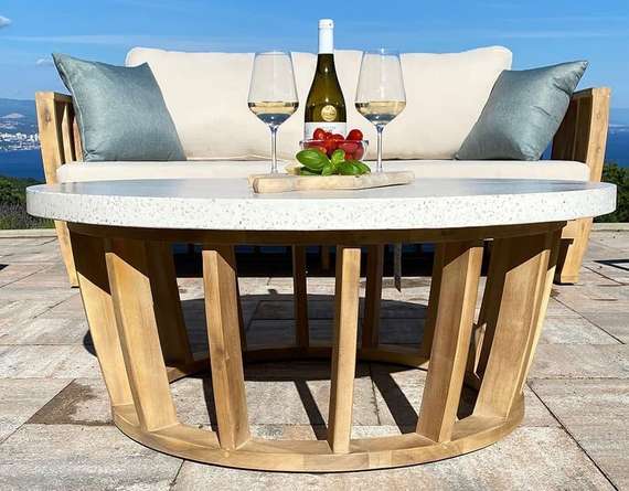 Комплект уличной мебели Woodland из массива эвкалипта, диван, 2 кресла, столик