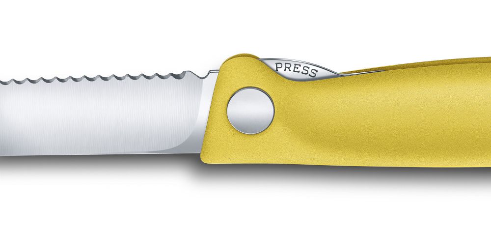 Нож кухонный Victorinox складной 110 мм серрейтор желтый (6.7836.F8B)