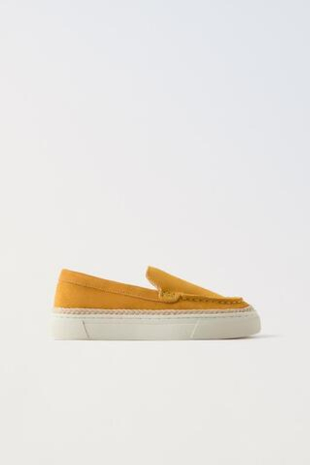 ZARA ЗАМШЕВЫЕ ЛОФЕРЫ, ГОРЧИЧНЫЙ