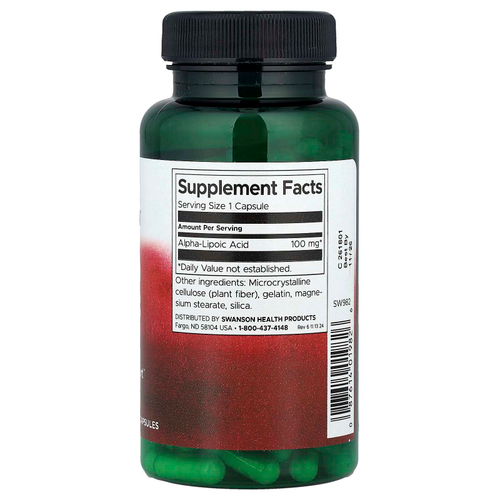Swanson, Альфа-липоевая кислота, 100 мг, 120 капсул