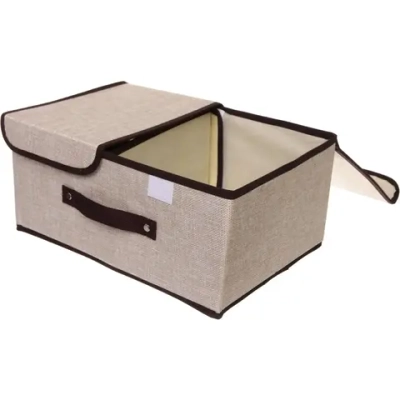 Короб - органайзер складной стеллажный для хранения вещей «ДОМания», цвет бежевый, два отделения, 36*25*16см (лейбл)