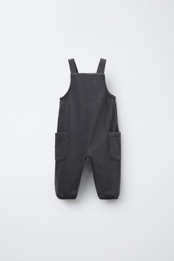 ZARA ВЕЛЬВЕТОВЫЙ КОМБИНЕЗОН С КАРМАНАМИ, СЕРО-СИНИЙ