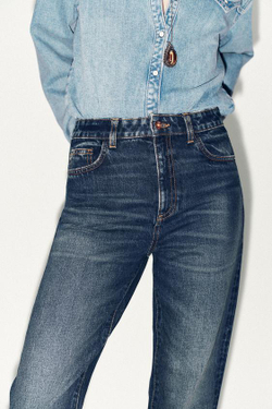 ZARA ДЖИНСЫ Z.05 MOM FIT RIGID С ВЫСОКОЙ ПОСАДКОЙ, СИНИЙ