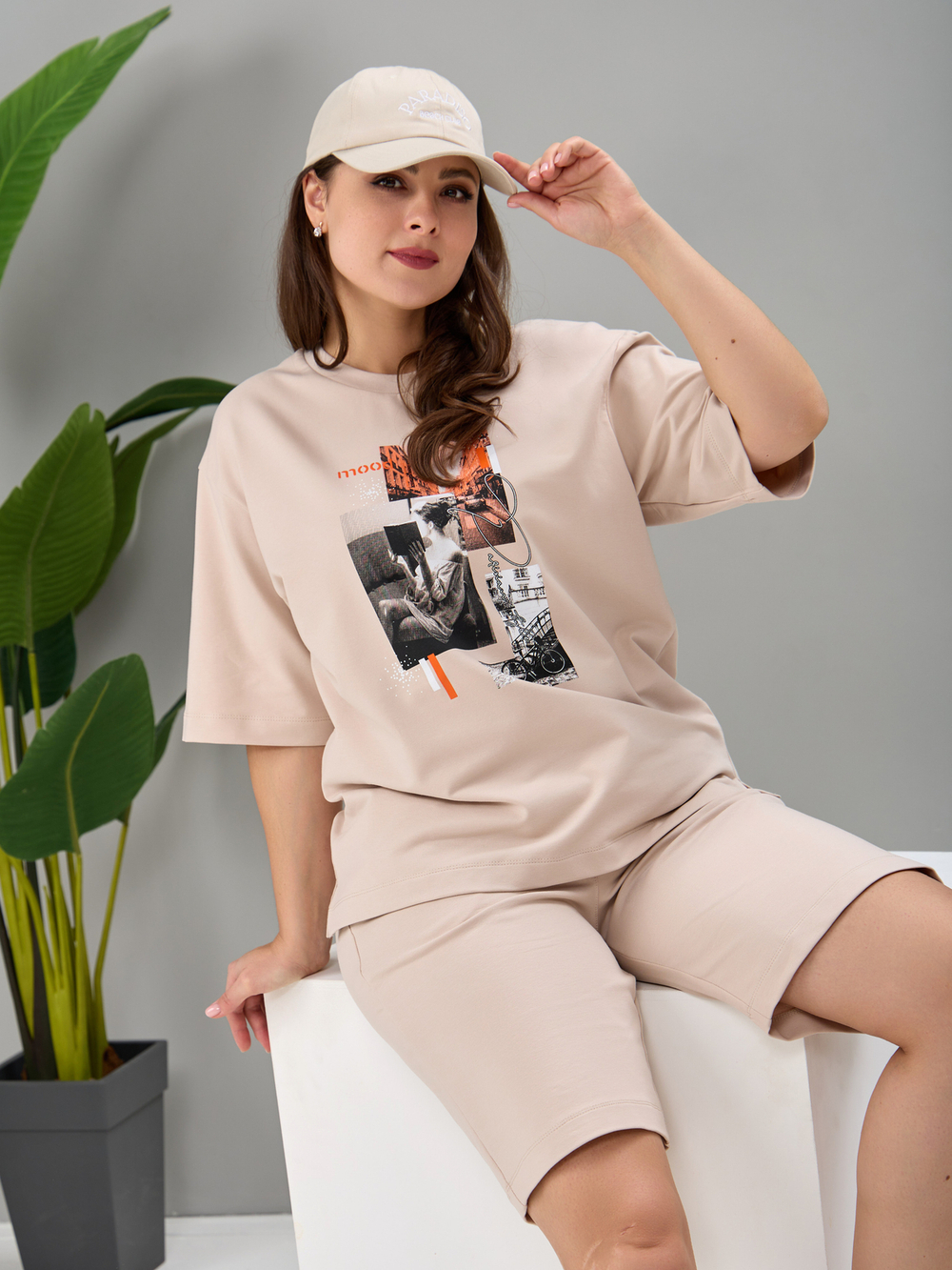 Костюм с шортами КНф-101П/экрю