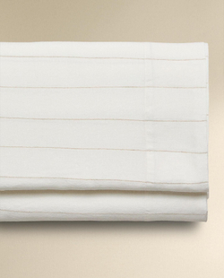 Zara Home - Простыня из хлопка и льна в полоску, белый, 210x280 см