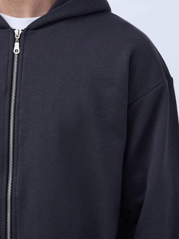 Худи оверсайз на молнии без начеса (графит)