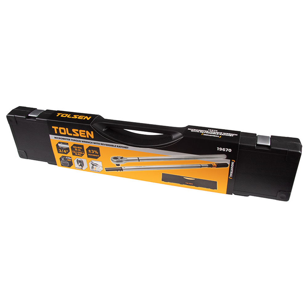 TOLSEN (TT19670) Динамометрический ключ 3/4", 160-800 Нм, для левой и правой резьбы, кейс