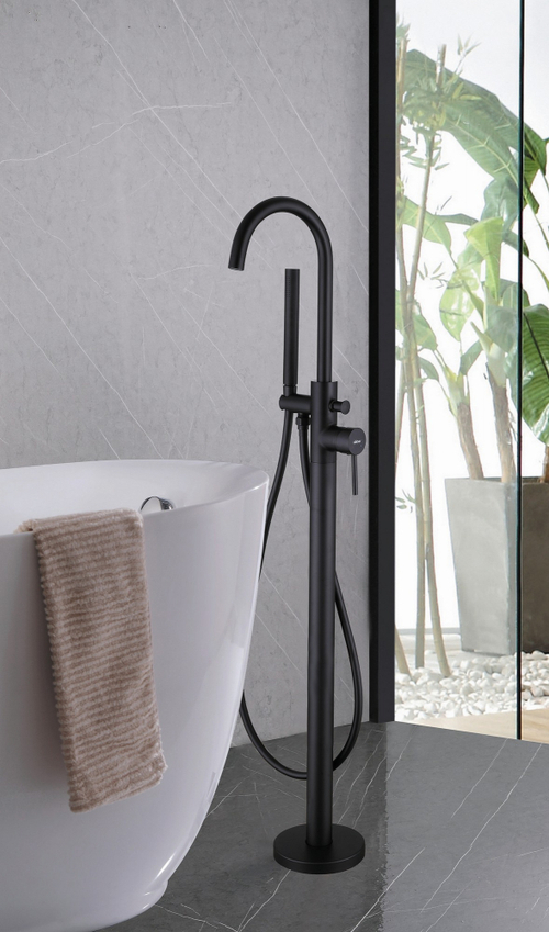 Смеситель ABBER Wasser Kreis AF8115BN напольный для ванны, черный матовый