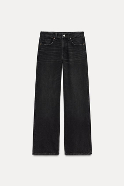 ZARA ДЖИНСЫ TRF WIDE LEG FULL LENGTH СО СРЕДНЕЙ ПОСАДКОЙ, ЧЕРНЫЙ